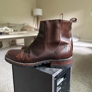 Frye Dark Brown Leather Ankle Boots